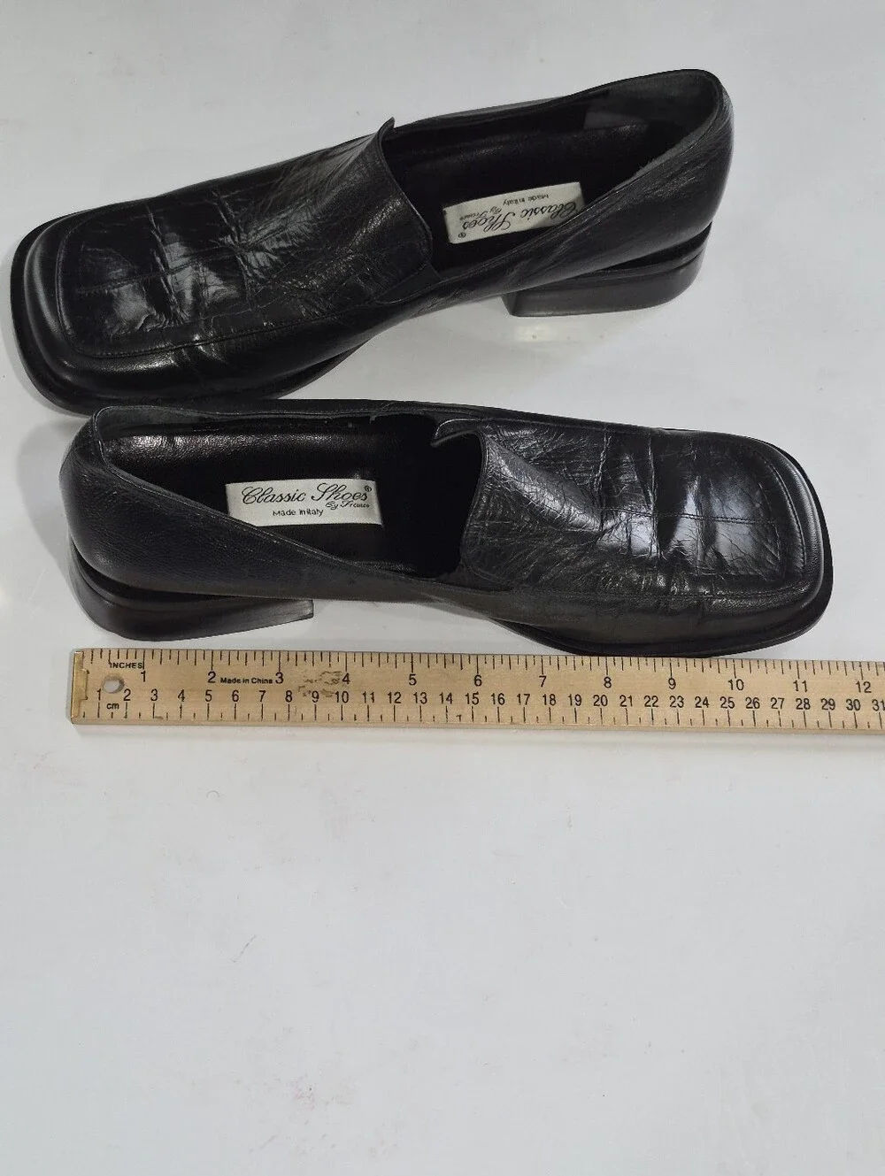 Classic Shoes by Franco Men's Black Slip-On Leather Dress Shoes Size 43